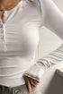 'Elara' Ribbed Half Button Long Sleeve Shirt - Celes Fashion